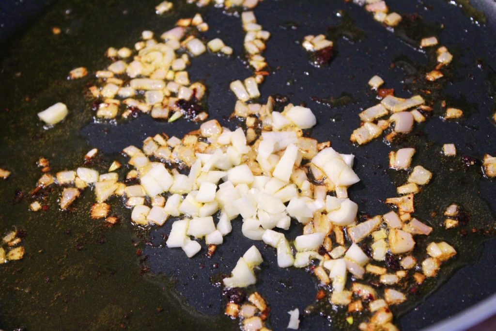 sauteeing garlic and shallot