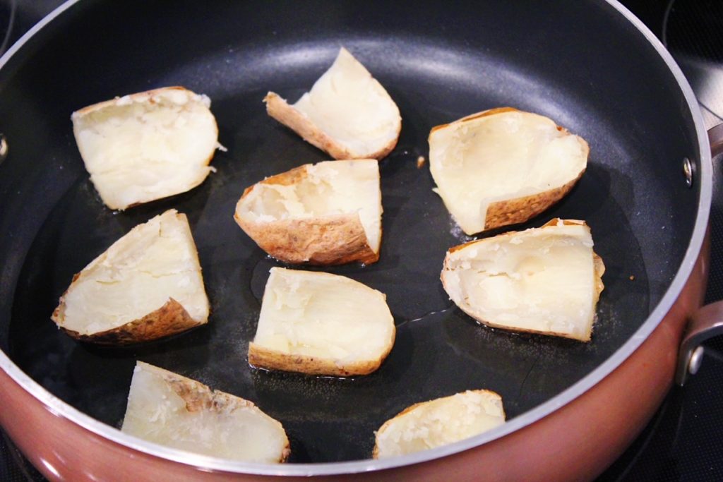 fry potato skins in oil