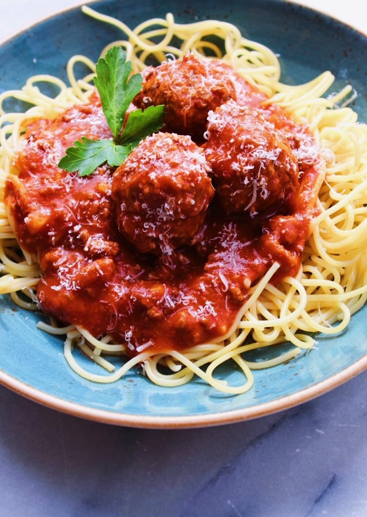 Spaghetti & Meatballs plated