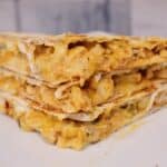 Close up front shot of Taco Bell Chicken Quesadilla with homemade Quesadilla sauce.