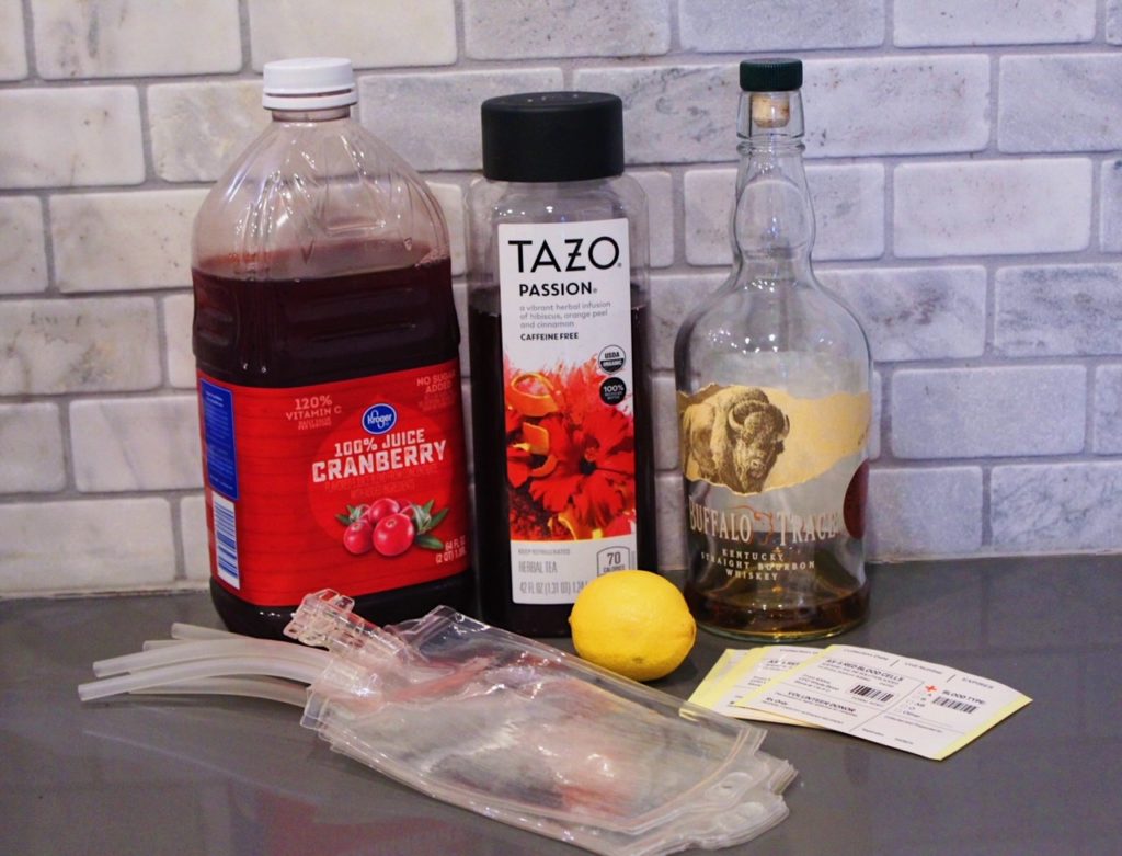 Blood Bag Halloween Cocktails ingredients