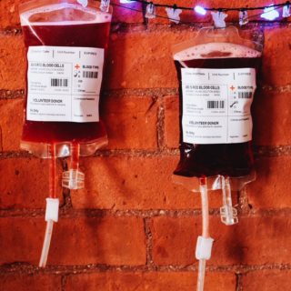 hung blood bags