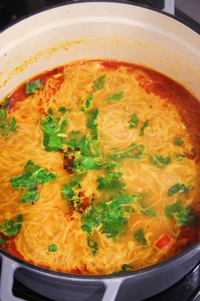 stir in green onion, basil and cilantro