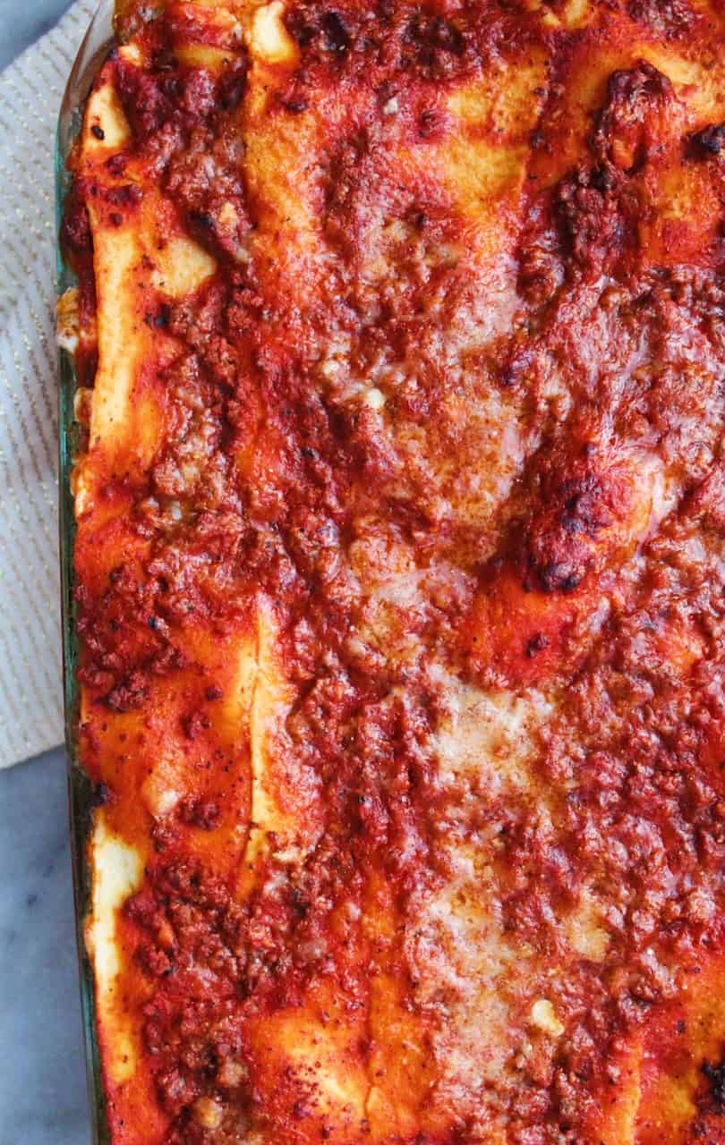 Lasagna with Homemade Noodles fresh out of the oven.