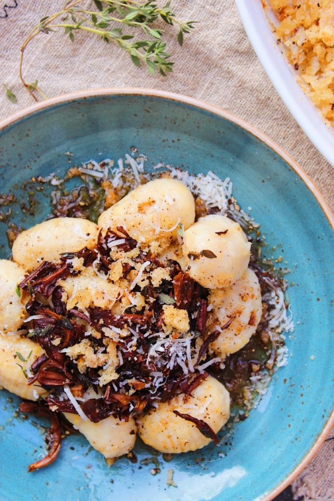 Goat Cheese Gnocchi in Herb Butter Sauce