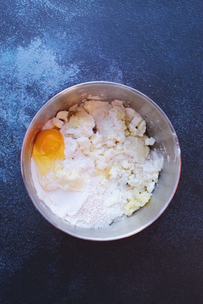 mixing gnocchi ingredients